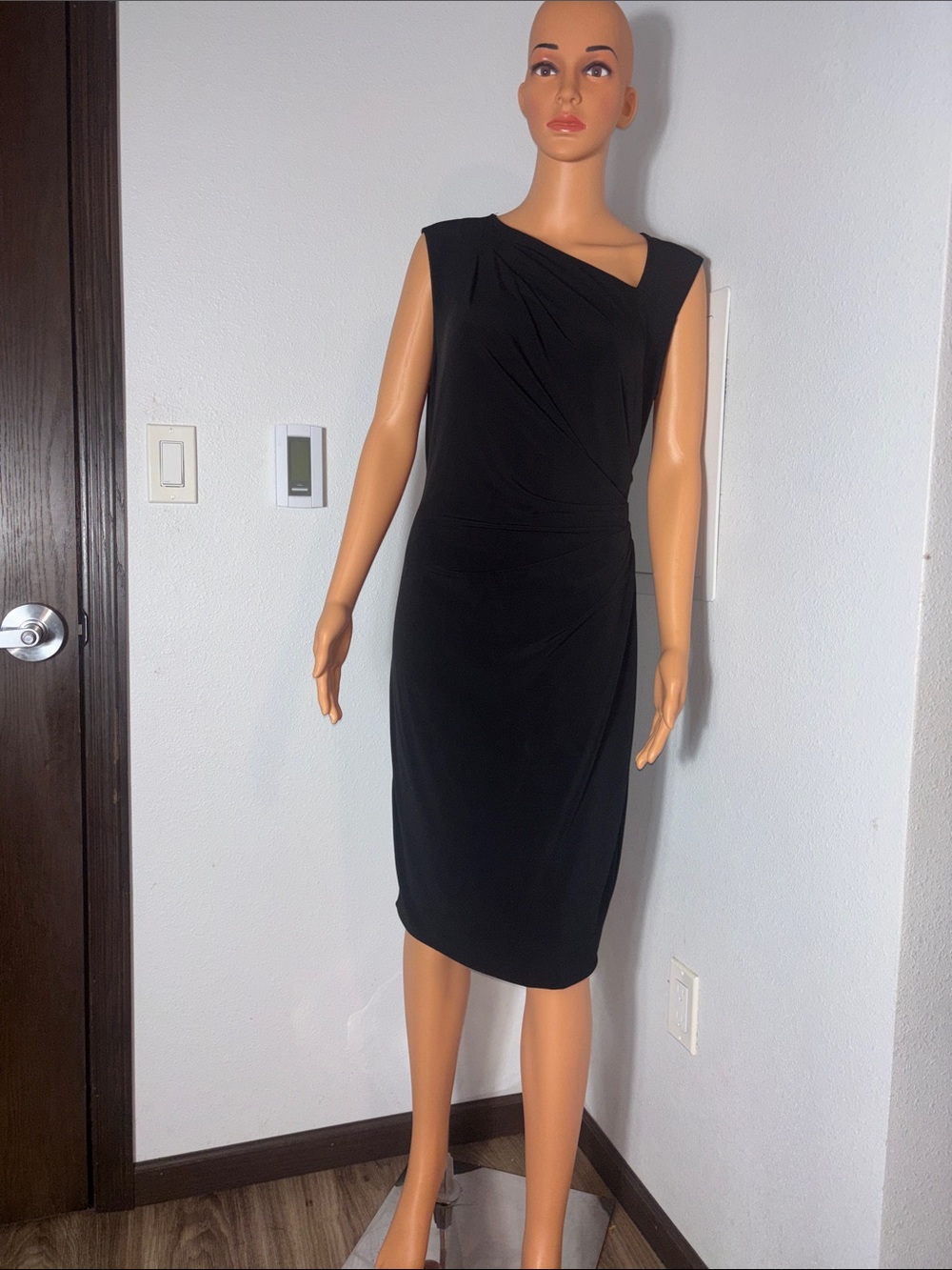 Victoria's Secret Black Sleeveless Draped Midi Dress